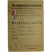 Memberсard para Reichskolonialbund Mitgliedskarte